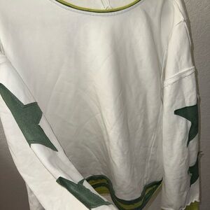 White and Green Star Oversized Sweatshirt